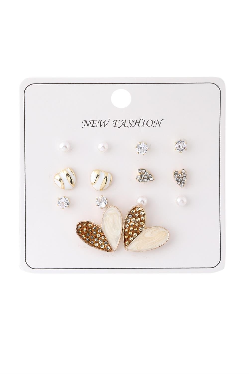 Bijuteri-Set-Kupe-Gold-49E4-9-Jpg.jpg Kalp Figürlü Ve Taşlı Gold Renk Bijuteri Küpe Seti - Görsel 1