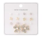 Kelebek ve Yıldız Figürlü İnci Detaylı Gold Renk Bijuteri Küpe Seti