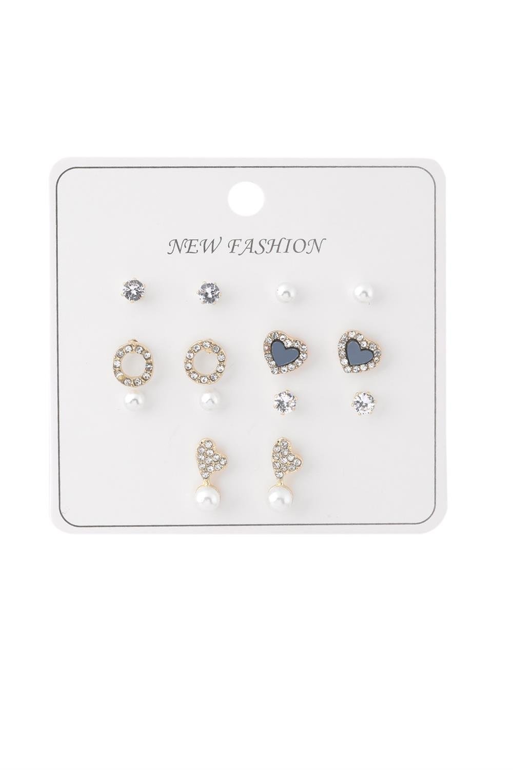 Bijuteri-Set-Kupe-Gold-5-29C7-Jpg.jpg Kalp Ve Halka Figürlü İnci Detaylı Gold Renk Bijuteri Küpe Seti - Görsel 1