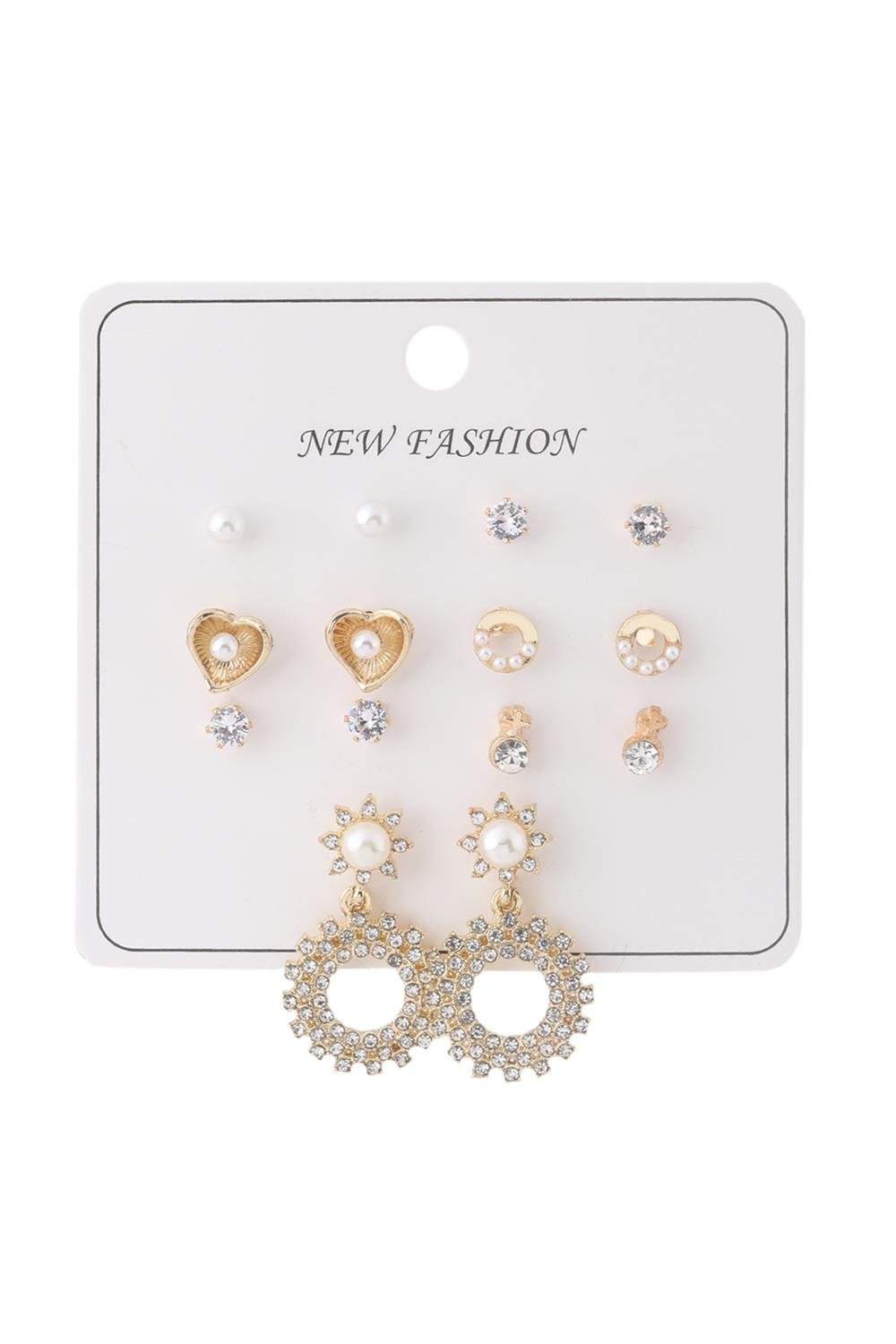 Bijuteri-Set-Kupe-Gold-E1-444-Jpg.jpg İnci Ve Taş Detaylı Gold Renk Bijuteri Küpe Seti - Görsel 1