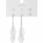 Gümüş Renk Sallantılı ve Yıldız Figürlü Bijuteri Çoklu Küpe Seti