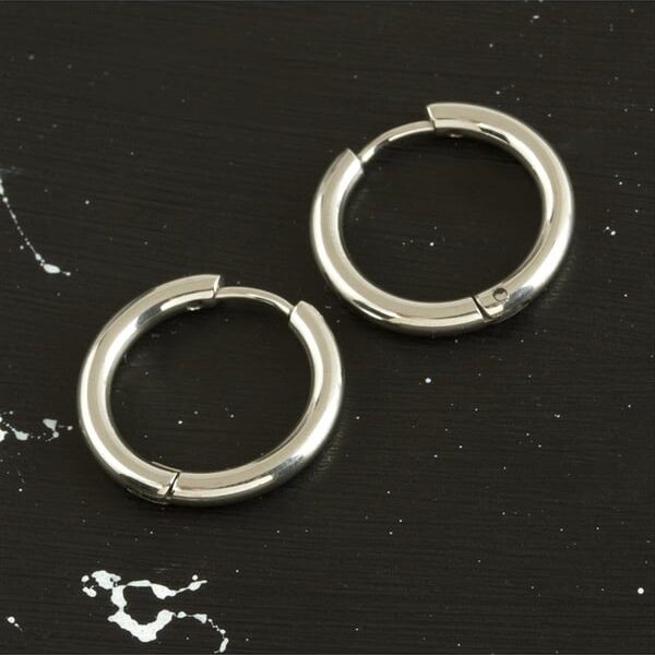 1,5 cm Silver Renk Paslanmaz Çelik Halka Küpe