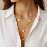 Yonca Figürlü Gold Renk Y Model Bijuteri Kolye