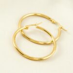 4 cm Gold Renk Lüks Paslanmaz Çelik Halka Küpe