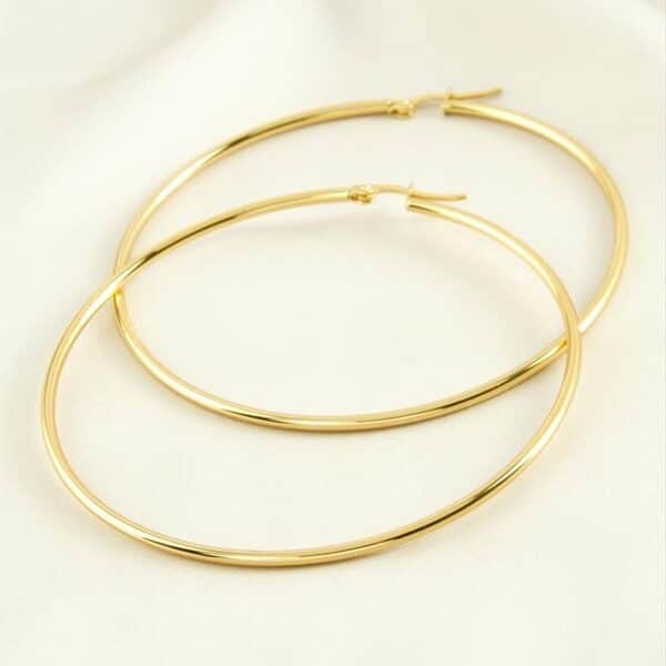 6 cm Gold Renk Lüks Paslanmaz Çelik Halka Küpe