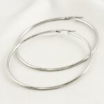 6 cm Silver Renk Lüks Paslanmaz Çelik Halka Küpe