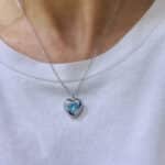 Mavi Taşlı Kalp Figürlü Paslanmaz Çelik Kolye