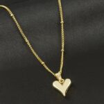 Düz Kalp Figürlü Gold Renk Paslanmaz Çelik Kolye