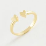 Altın Renk Çift Kalp Figürlü Ayarlanabilir Bijuteri Eklem Yüzüğü