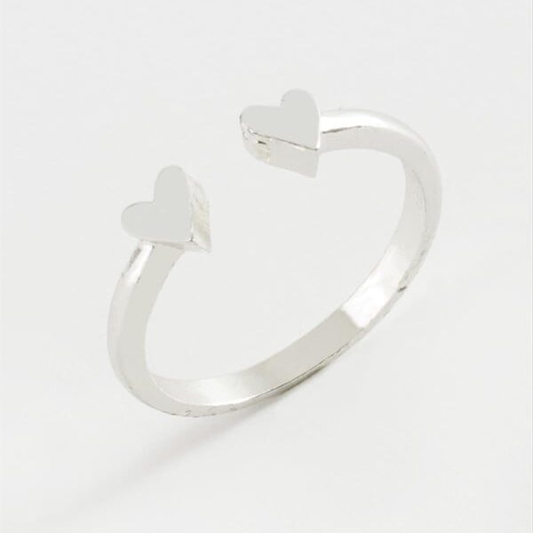 Kalp Figürlü Ayarlanabilir Bijuteri Gümüş Renk Eklem Yüzüğü