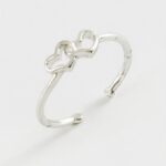 Gümüş Renk Çift Kalp Figürlü Ayarlanabilir Bijuteri Yüzük