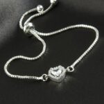 Beyaz Zirkon Taşlı Kalp Figürlü Asansörlü Bijuteri Bileklik