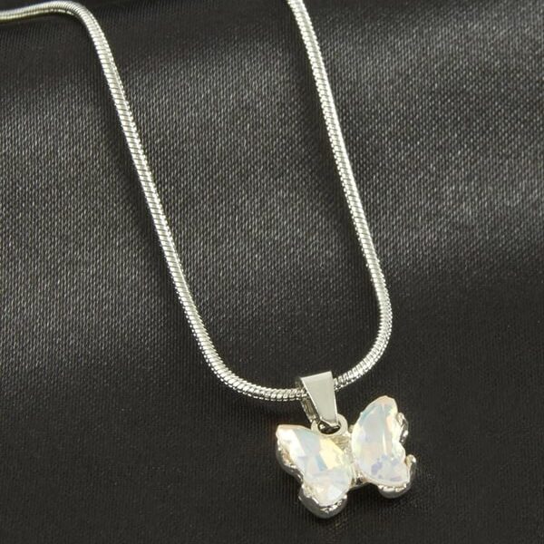 Kelebek Figürlü Silver Renk Paslanmaz Çelik Kolye