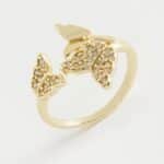 Altın Renk Taşlı Kelebek Figürlü Ayarlanabilir Bijuteri Yüzük