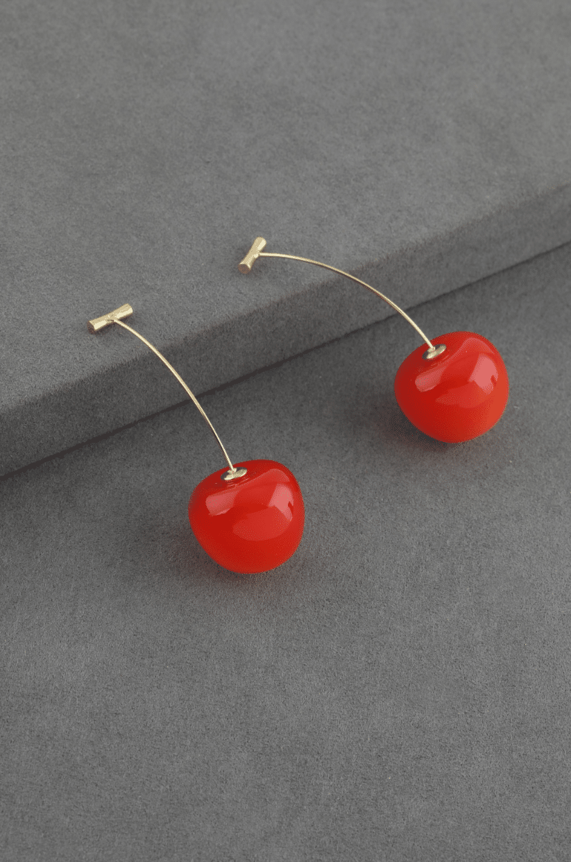 Screenshot-1-Png.png Kırmızı Kiraz Figürlü Gold Renk Uzun Bijuteri Küpe - Görsel 1