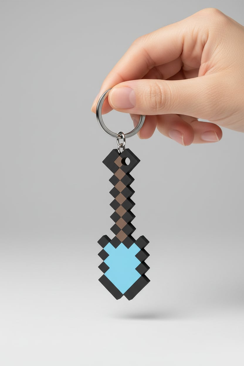 Lifestyle-Shot-52679801-Cfc8-4548-90Be-087448F04B57-Jpeg.jpeg Minecraft Kürek Figürlü Anahtarlık - Görsel 1