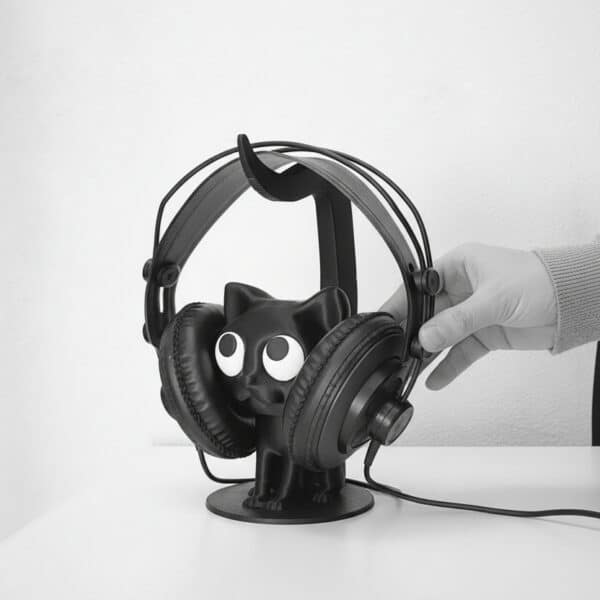 Kedi Figürlü Tasarım Kulaklık Standı