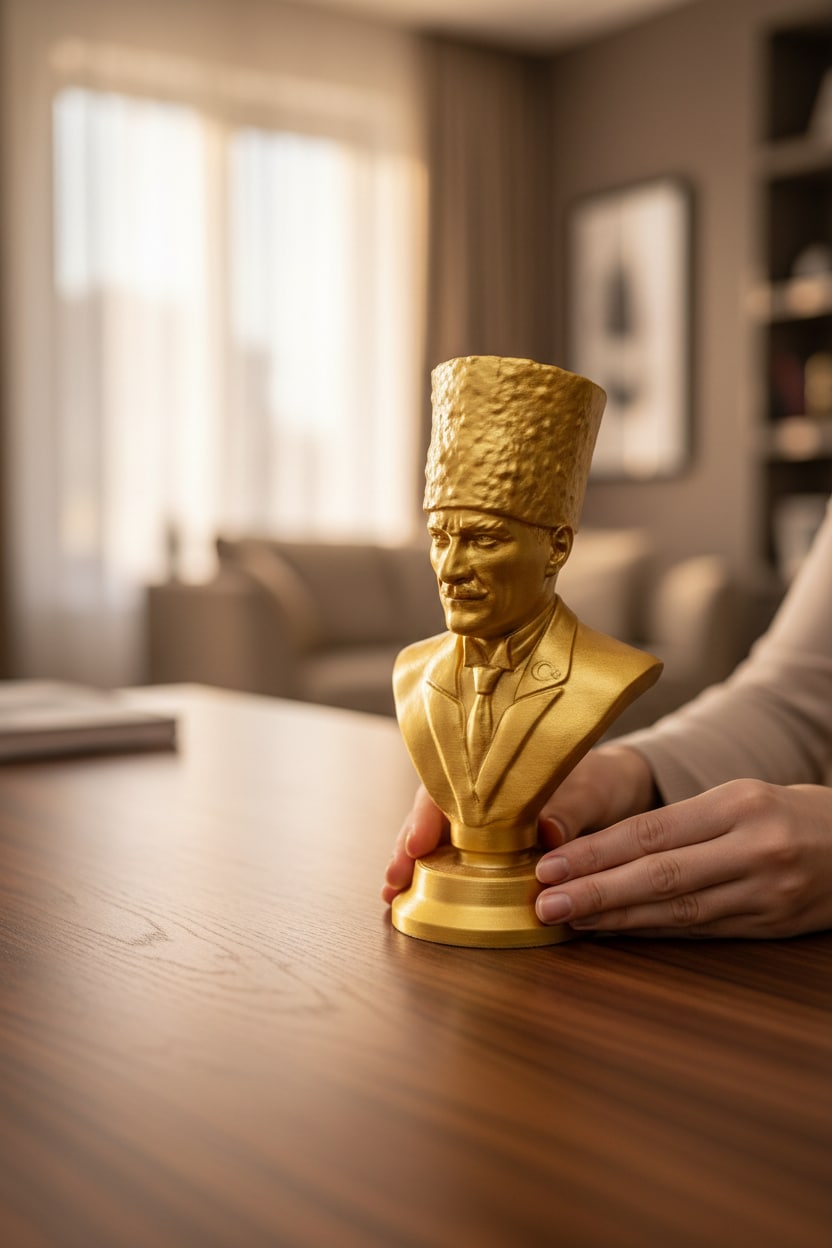Altin-Jpeg.jpeg Atatürk Büstü Figürlü Mini Biblo - Görsel 1