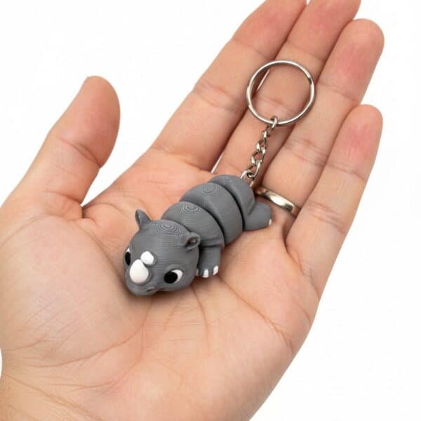 Gergedan Figürlü Hareketli Anahtarlık