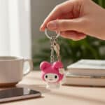 Çiçekli Sevimli Tavşan Figürlü Hareketli Anahtarlık