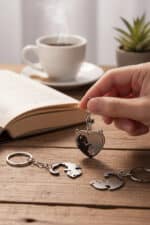 Sevimli Kedi Figürlü Çift Anahtarlık - Görsel 3