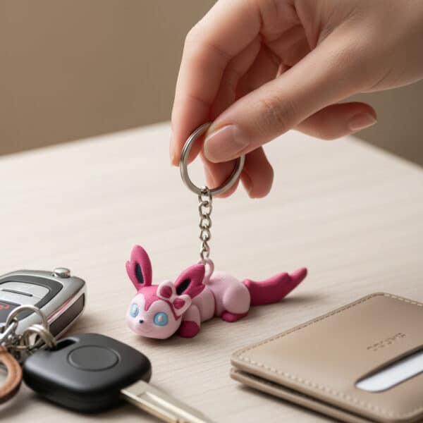 Sevimli Tilki Figürlü Hareketli Anahtarlık