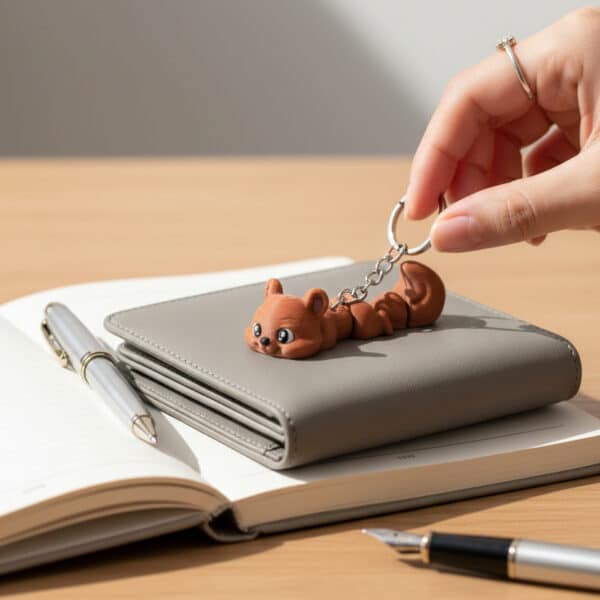 Sevimli Sincap Figürlü Hareketli Anahtarlık