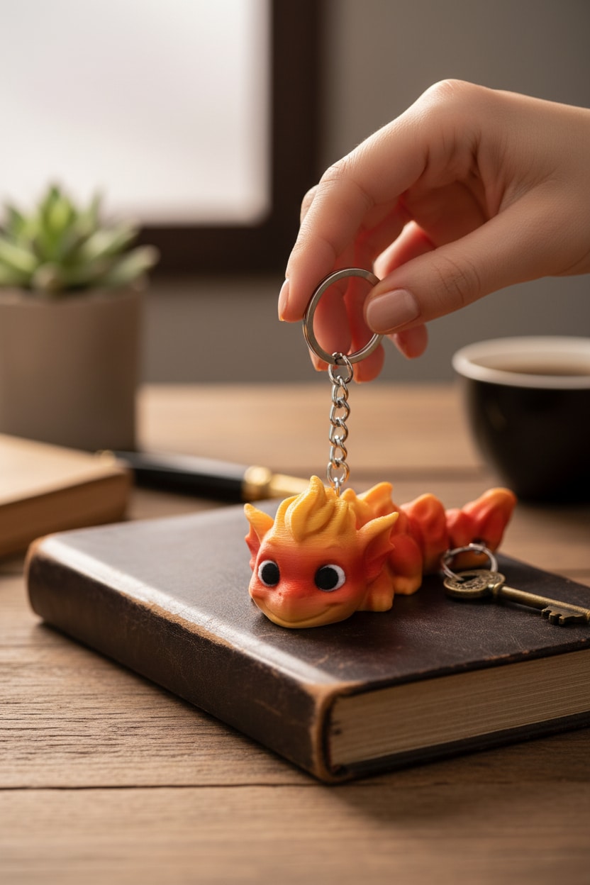 Lifestyle-Shot-75Bc491A-8D65-4E02-9D4D-C2248A95B427-Jpg.jpg Ateş Ejderhası Figürlü Hareketli Anahtarlık - Görsel 1