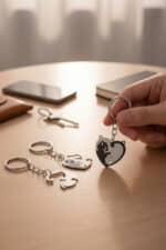 Sevimli Kedi Figürlü Çift Anahtarlık - Görsel 2