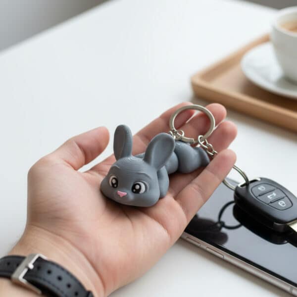 Sevimli Tavşan Figürlü Hareketli Anahtarlık
