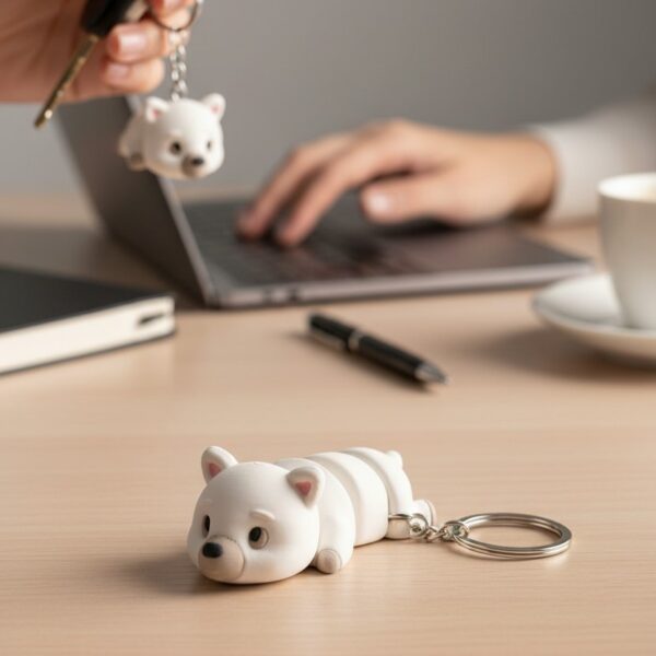 Kutup Ayısı Figürlü Hareketli Anahtarlık