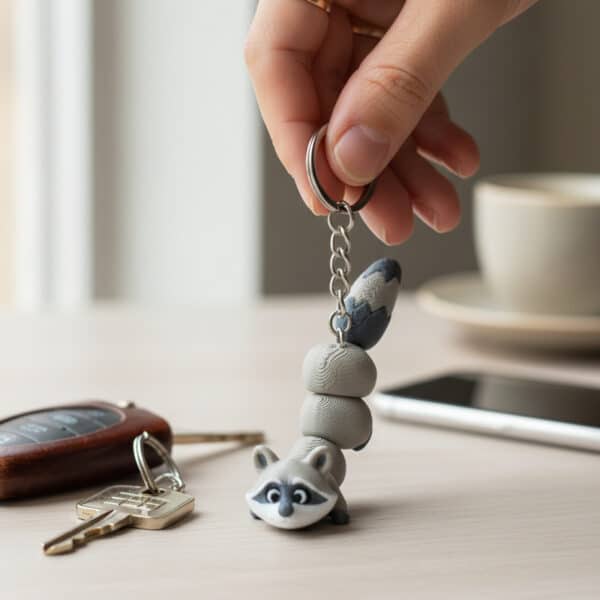 Rakun Figürlü Hareketli Anahtarlık