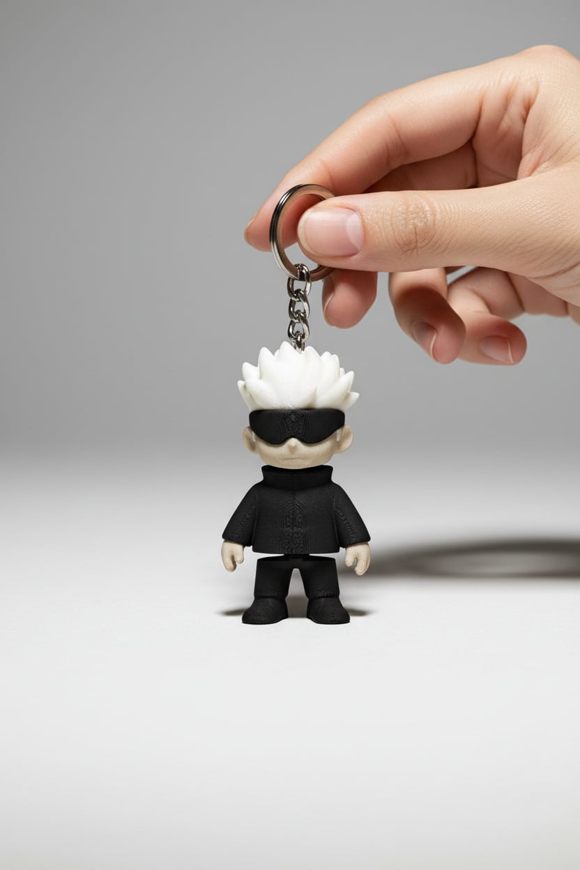 Lifestyle-Shot-9B86Db24-0Fa6-450E-B491-Db011C0B0B89-Jpeg.jpeg Satoru Gojo Figürlü Hareketli Anahtarlık - Görsel 1