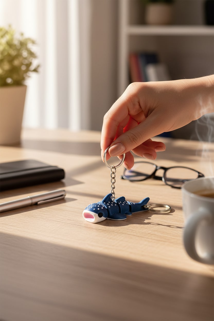 Lifestyle-Shot-A1Bc78Ec-5C40-407C-Adae-94D952Da13C6-Jpg.jpg Balina Figürlü Hareketli Anahtarlık - Görsel 1