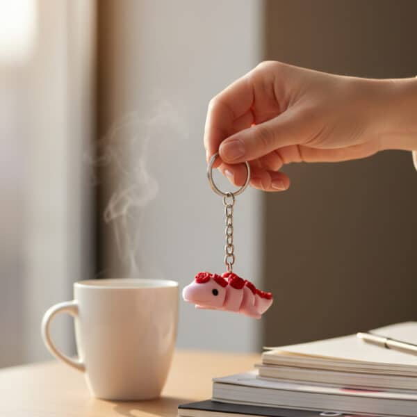 Gül ve Dinozor Figürlü Hareketli Anahtarlık