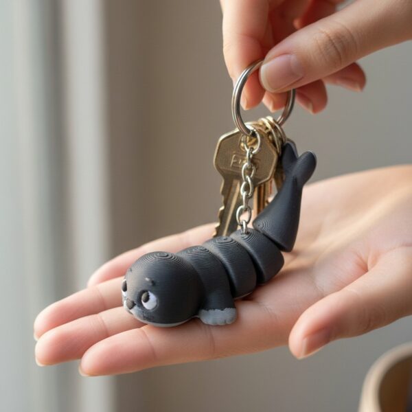 Fok Balığı Figürlü Hareketli Anahtarlık