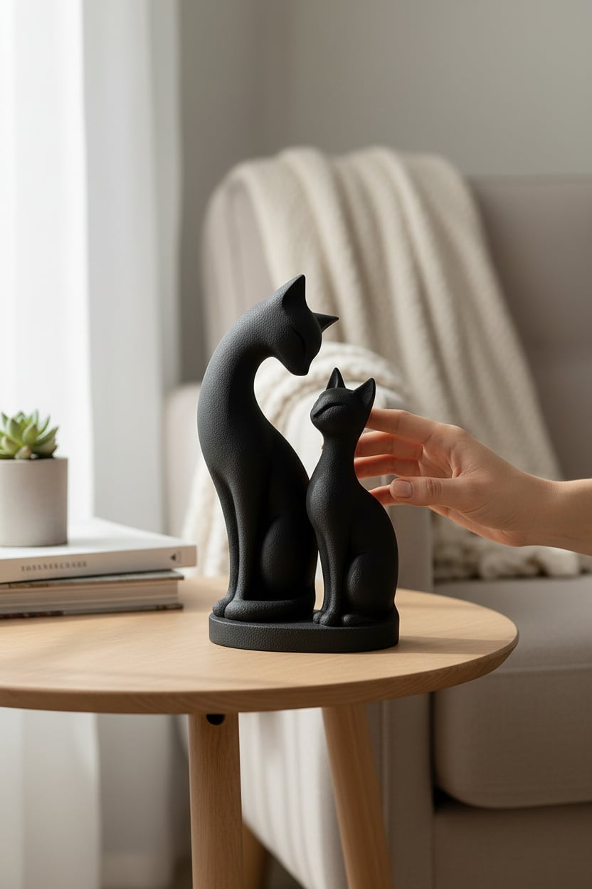 Lifestyle-Shot-D48D99Df-5B2A-49Ec-Ba51-832Da8F54D5B-Jpg-1.Jpg Anne Kedi Ve Yavru Kedi Figürlü Biblo - Görsel 1