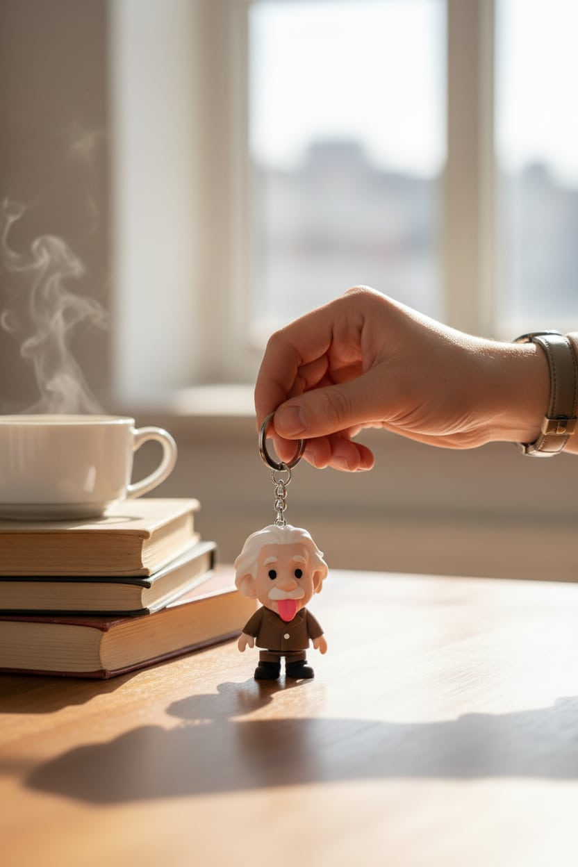 Lifestyle-Shot-E152Bce9-C9Fe-409E-B040-3F7Bceaaa10D-Jpeg.jpeg Albert Einstein Figürlü Hareketli Anahtarlık - Görsel 1