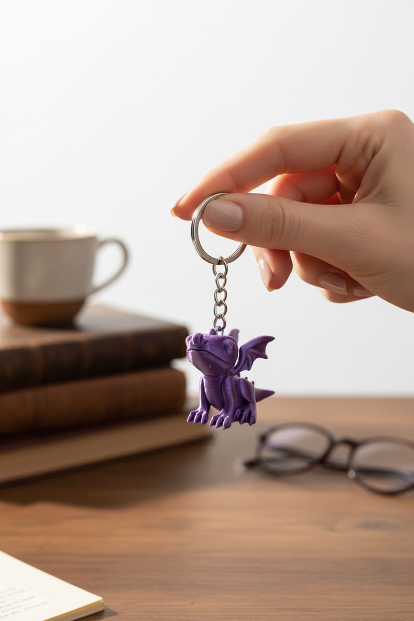 Mor-Jpeg.jpeg Sevimli Bebek Ejderha Figürlü Anahtarlık - Görsel 1
