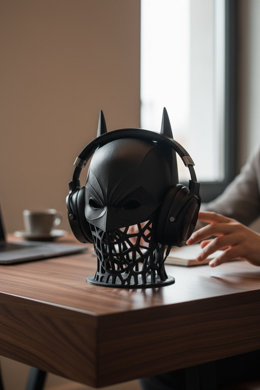 Siyah-5-Jpg-17710045931092.Jpg Batman Figürlü Kulaklık Standı - Görsel 1